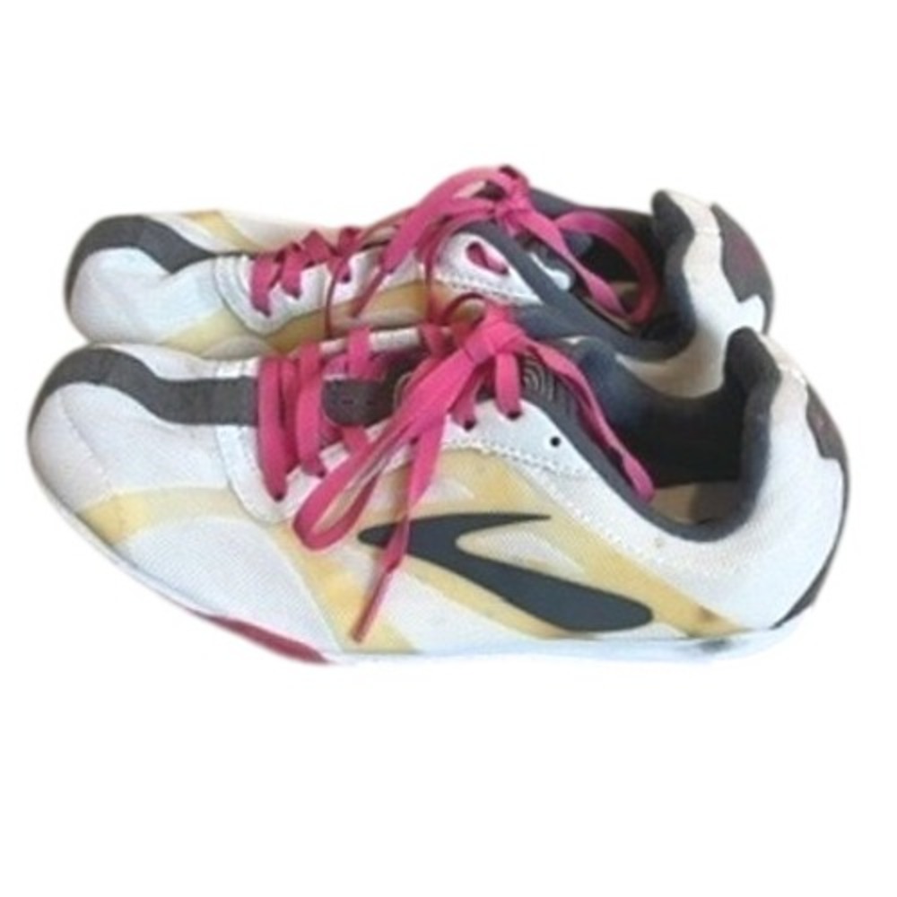 Brooks Womens Sprint PR LD Track Field Shoes Spikes White Yellow Pink 7